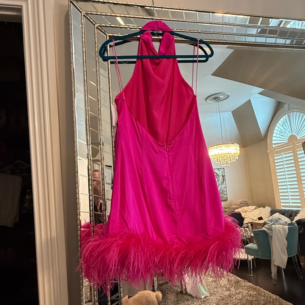 Amanda Uprichard Pink Feather Mini Dress - Picture 4 of 9